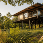 constructeur maison sur pilotis bois acier terrain pente