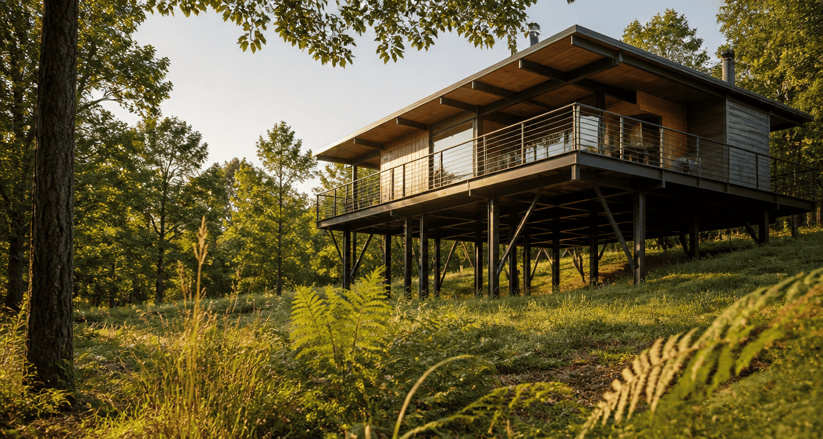 constructeur maison sur pilotis bois acier terrain pente
