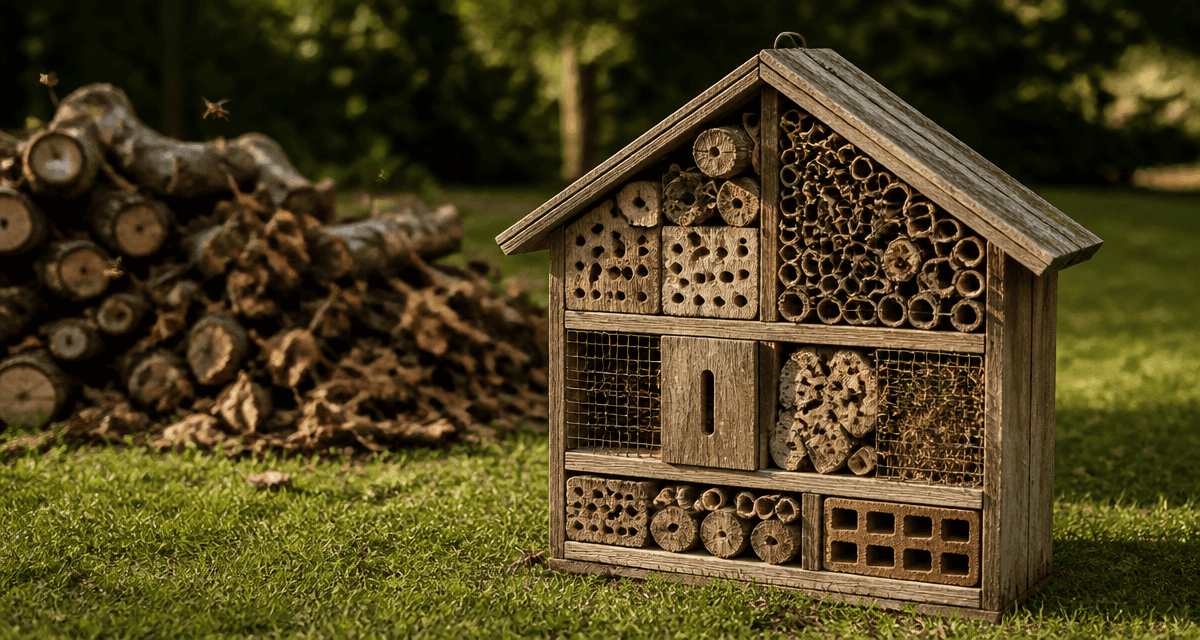 hôtel à insectes inconvénients sur pelouse