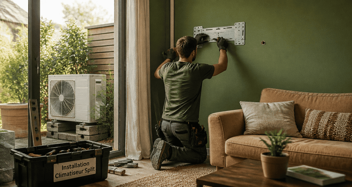 installation climatiseur split par technicien