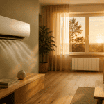 installation pompe à chaleur avec radiateur électrique dans salon