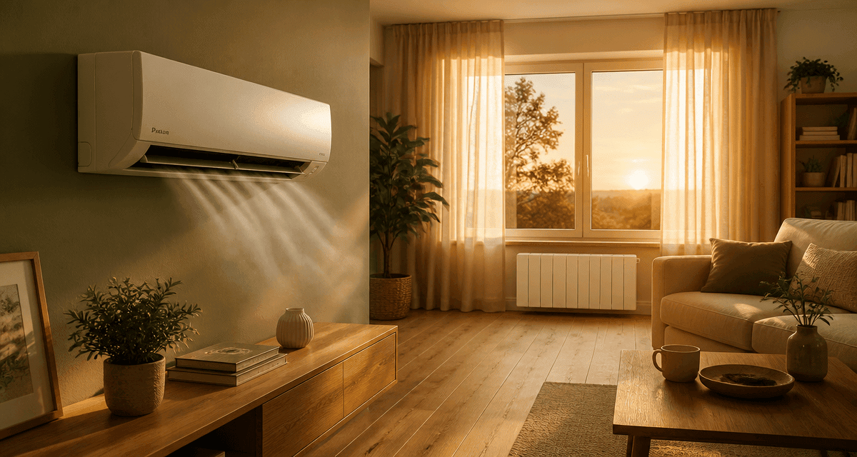 installation pompe à chaleur avec radiateur électrique dans salon