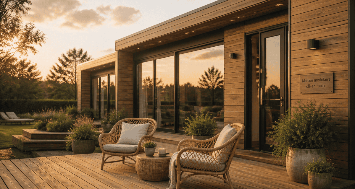 maison modulaire prix clé en main façade bois terrasse