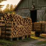 Poids du bois au m3 tas de bûches sur palettes