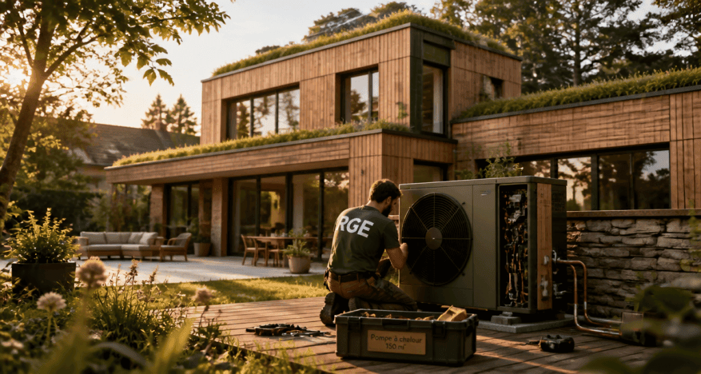 prix pompe à chaleur maison 150m2 technicien installant