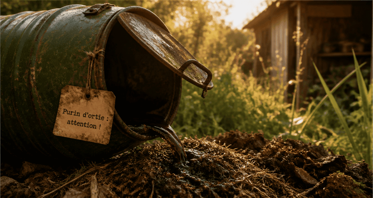 purin d'ortie périmé versé sur compost