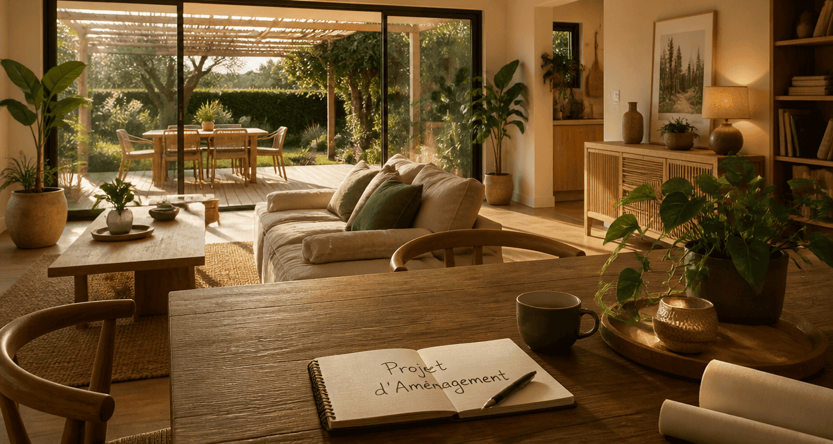 mon amenagement maison salon bois lin lumineux