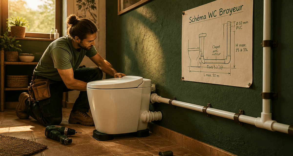 schema evacuation wc broyeur installation pvc 32 mm
