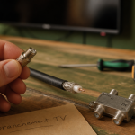 Branchement antenne tv schema : fiche F coaxiale et câble