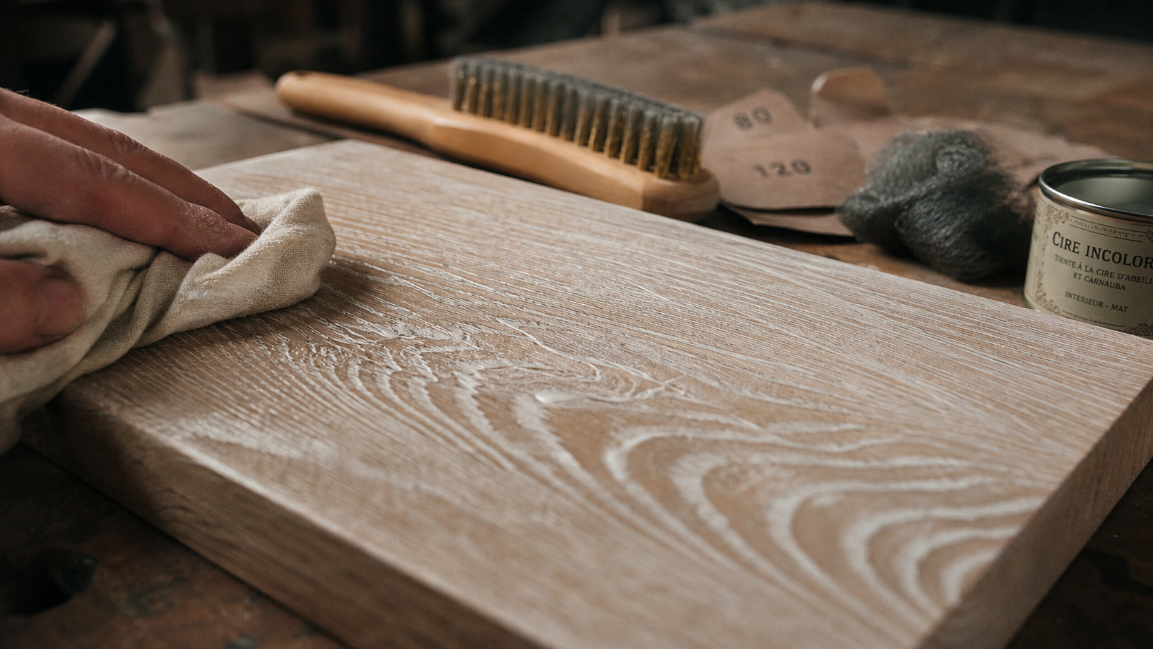 Ceruser un bois : pâte blanche dans les veines pour un veinage parfait