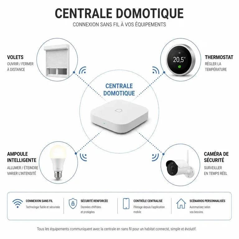 Schéma de fonctionnement d'un système domotique connecté