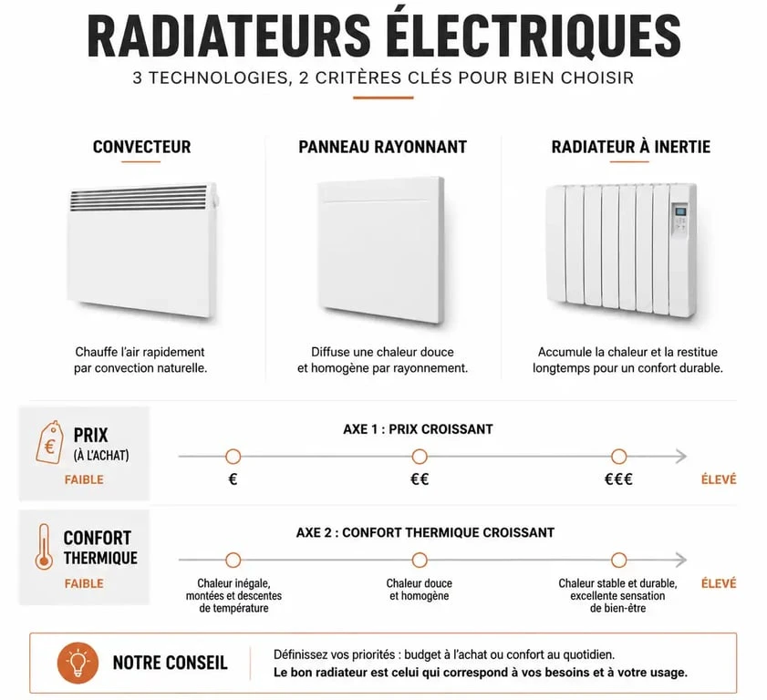 Comparatif des prix et du confort des radiateurs électriques selon la technologie