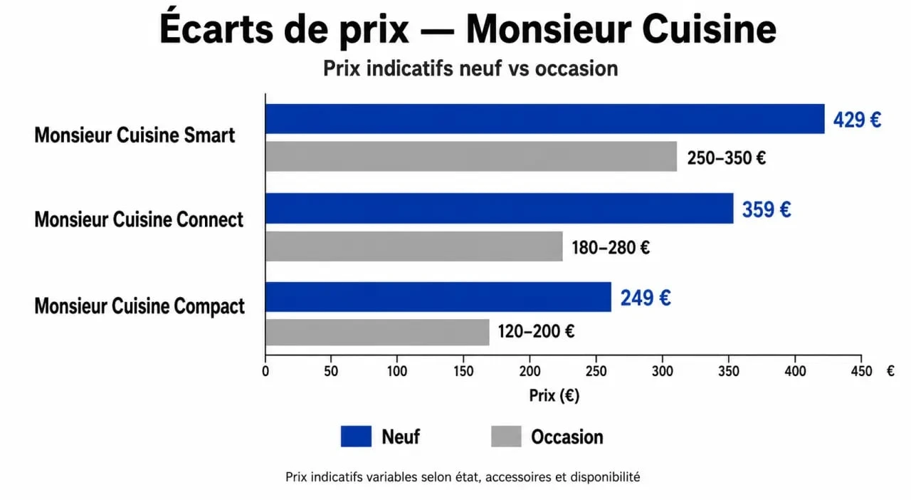 Comparatif des prix du robot Monsieur Cuisine Smart, Connect et Compact neuf et occasion