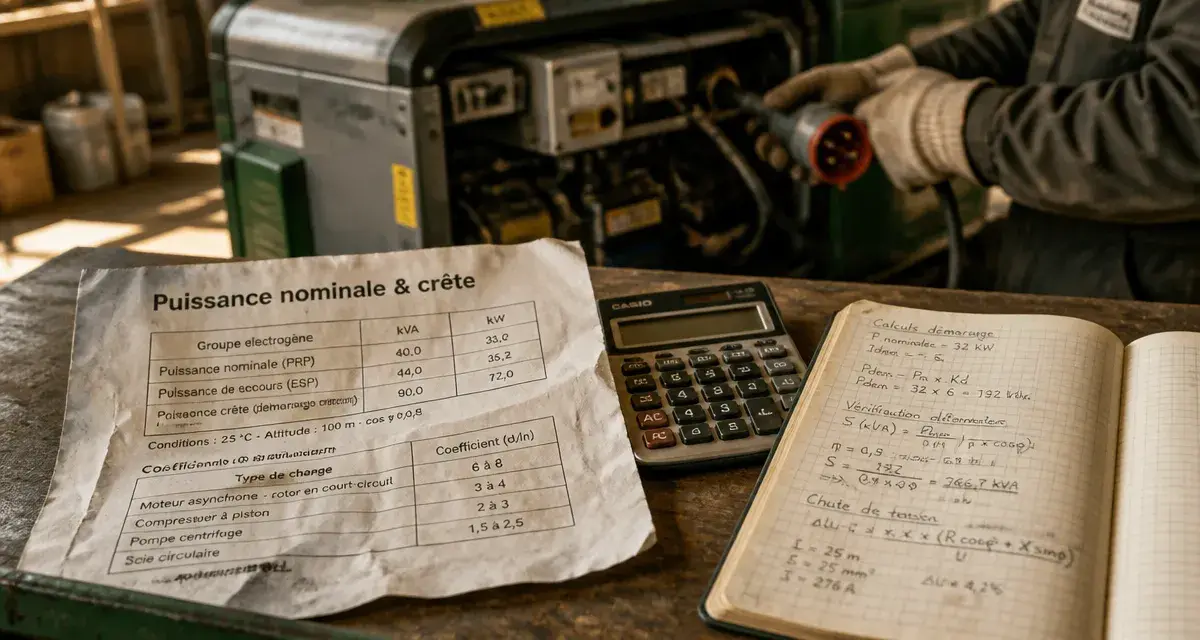 Calcul groupe electrogene puissance pour éviter la panne