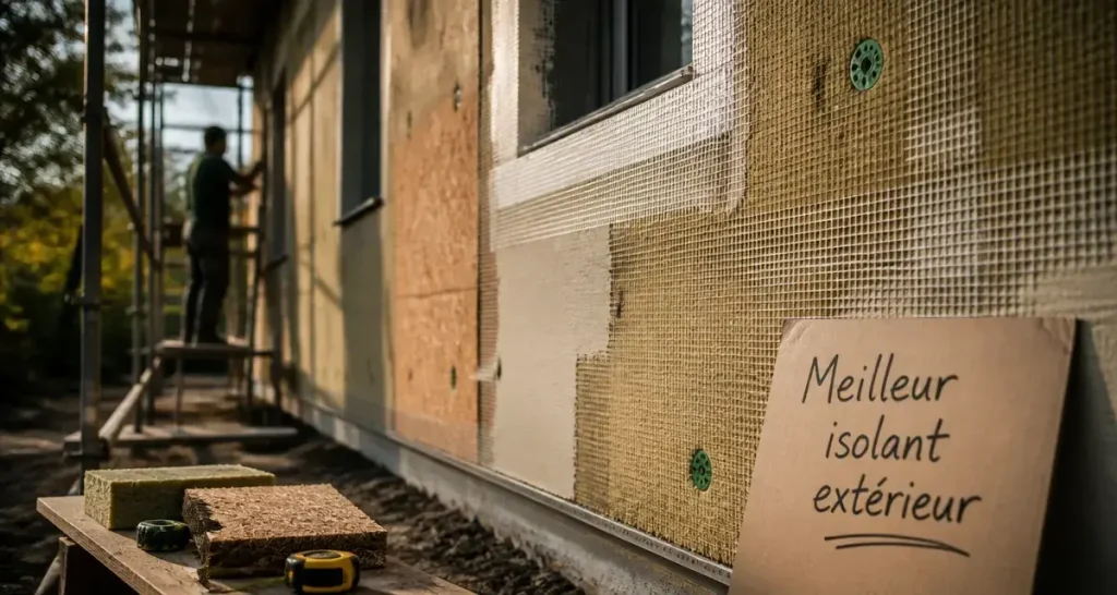 Meilleur isolant exterieur : isolation façade extérieure en chantier