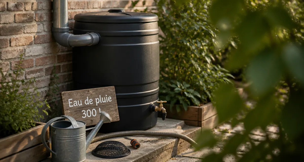 recuperateur eau de pluie 300L pour arrosage 50 m²