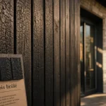 Bardage bois brulé, façade moderne en bois brûlé vertical profond