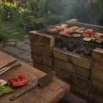 Faire un barbecue maison en briques, barbecue rectangulaire en briques réfractaires