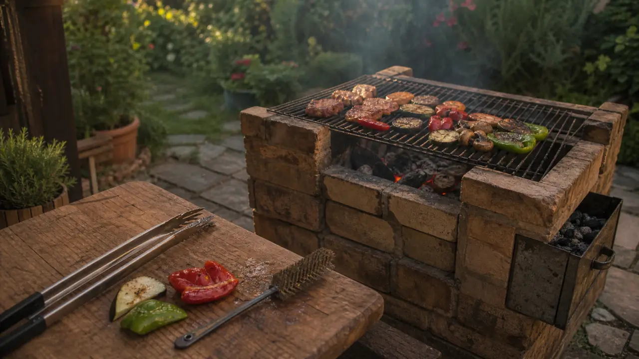 Faire un barbecue maison en briques, barbecue rectangulaire en briques réfractaires