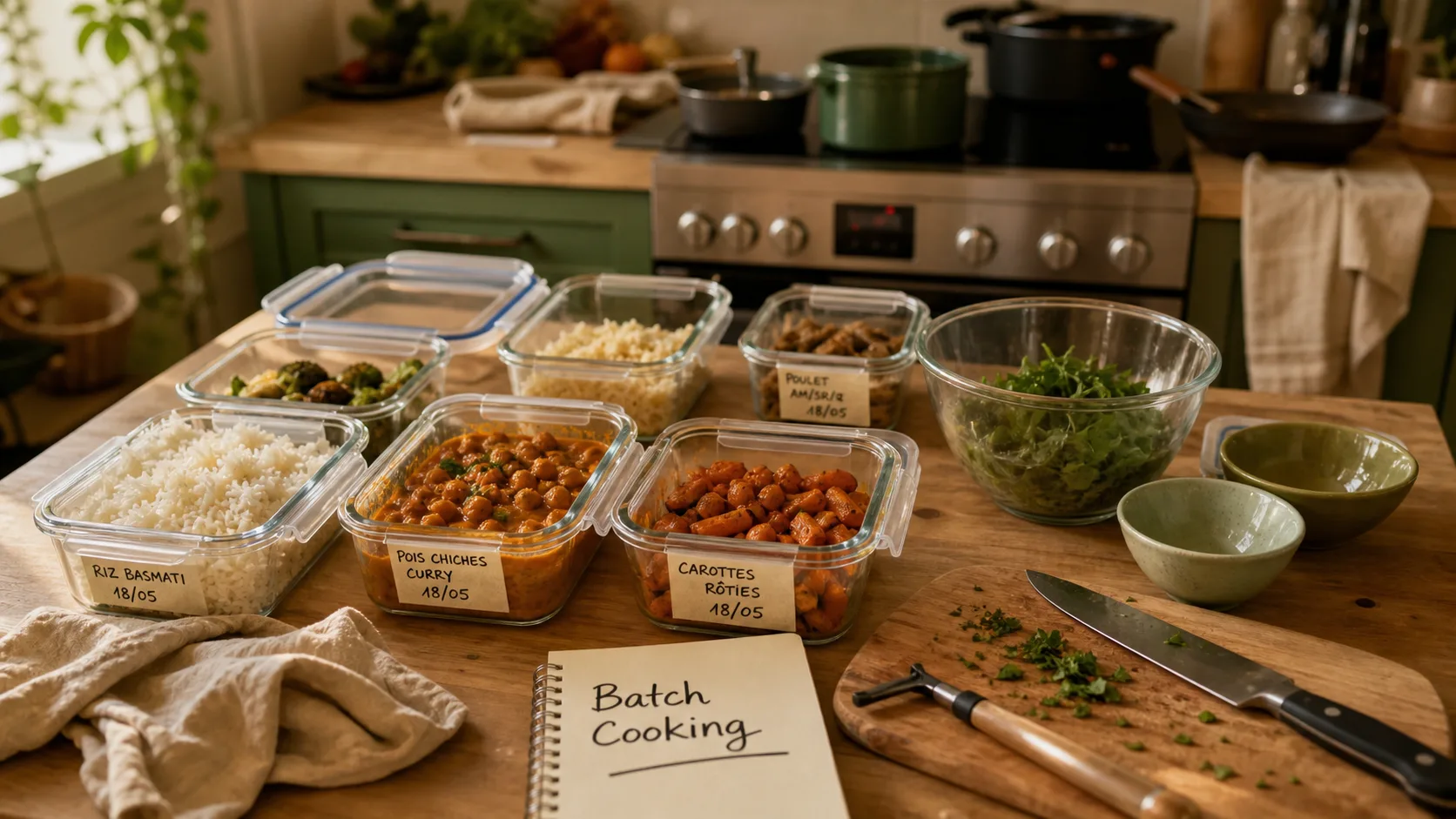 Le batch cooking pour la semaine : boîtes hermétiques et repas prêts en 2 heures