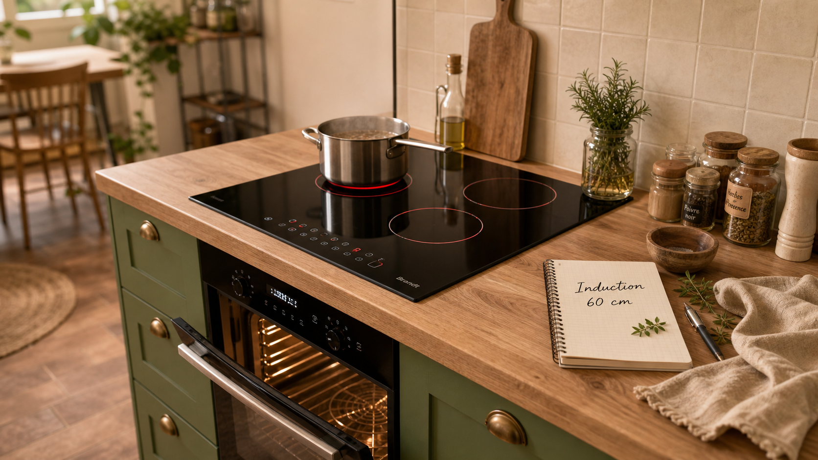 Meilleure cuisinière à induction 60 cm pyrolyse, foyers allumés et four en chaleur tournante