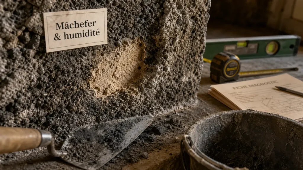 Mur machefer : humidité à surveiller
