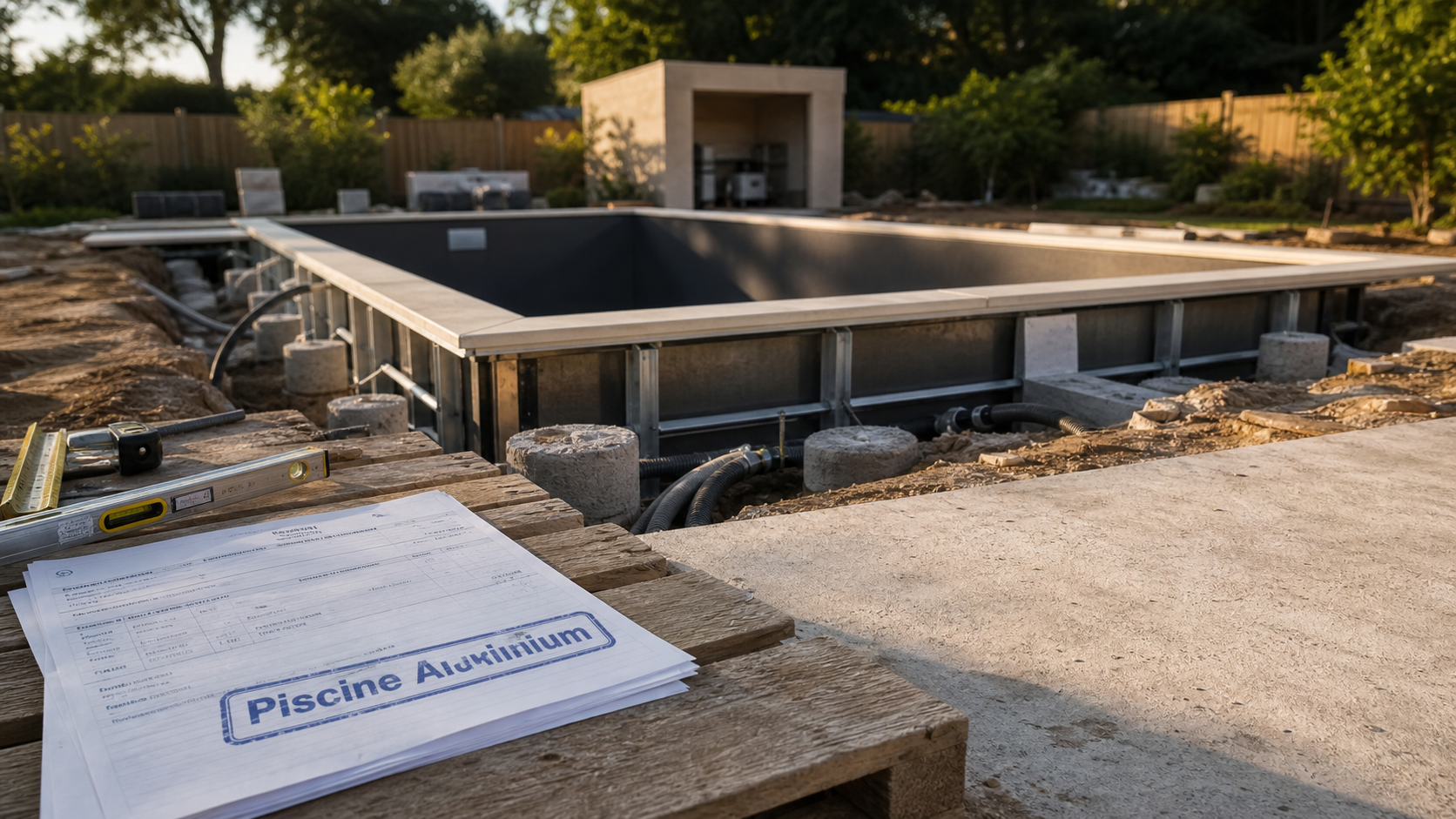 Piscine en aluminium enterrée, structure et installation