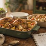 Plat unique pour 12 personnes : poulet rôti au four, pommes de terre et carottes