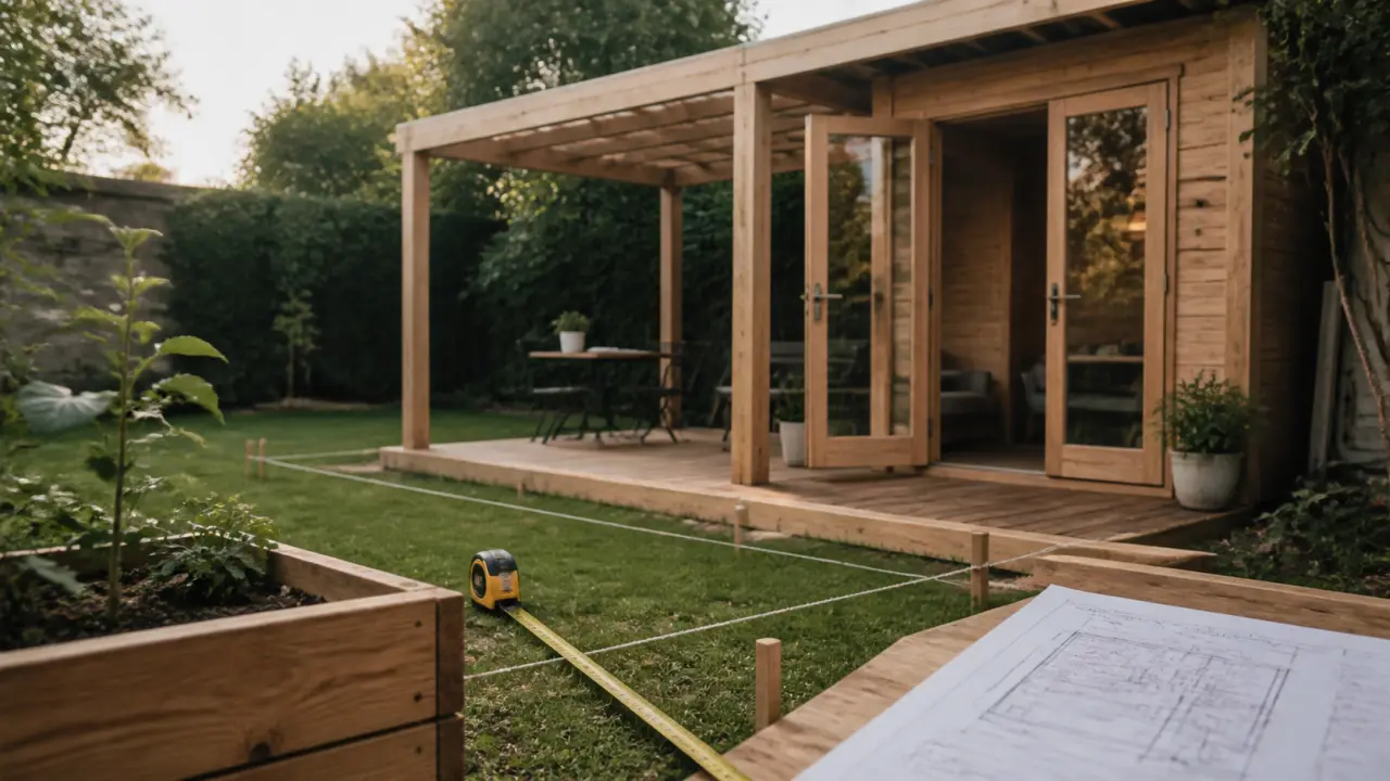 Abri de jardin avec pergola, mesures et permis à prévoir