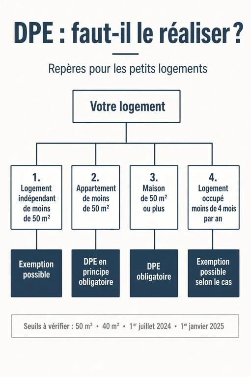 DPE maison moins de 50 m2 : schéma de décision sur l’obligation ou l’exemption
