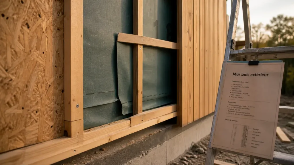 Mur en bois extérieur : OSB 12 mm, pare-pluie et bardage sans erreur
