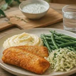 Quel accompagnement avec du poisson pané : purée maison, haricots verts et salade de chou-citron