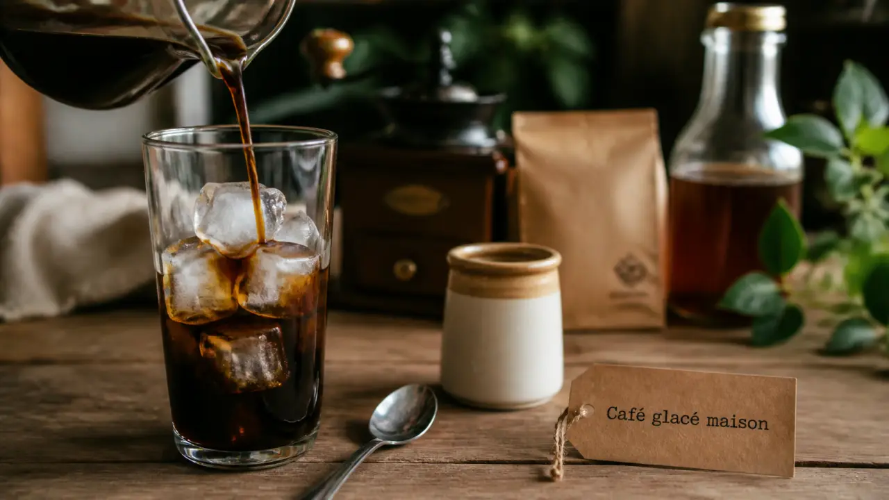 Recettes café glacé maison : verre de café et glaçons, astuces barista