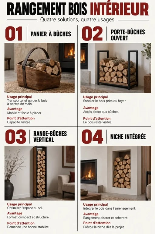 Comparaison des solutions de rangement bois intérieur selon l’usage et l’espace disponible