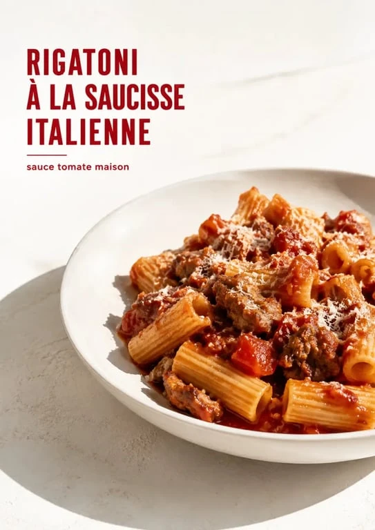 Recette de chair à saucisse italienne en sauce tomate servie avec des pâtes