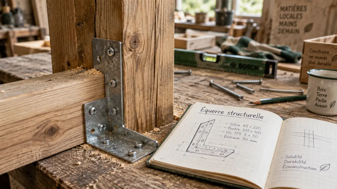 equerre charpente acier galvanisé sur bois