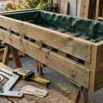 Jardinière en bois fait maison avec drainage pour protéger les racines du pourrissement