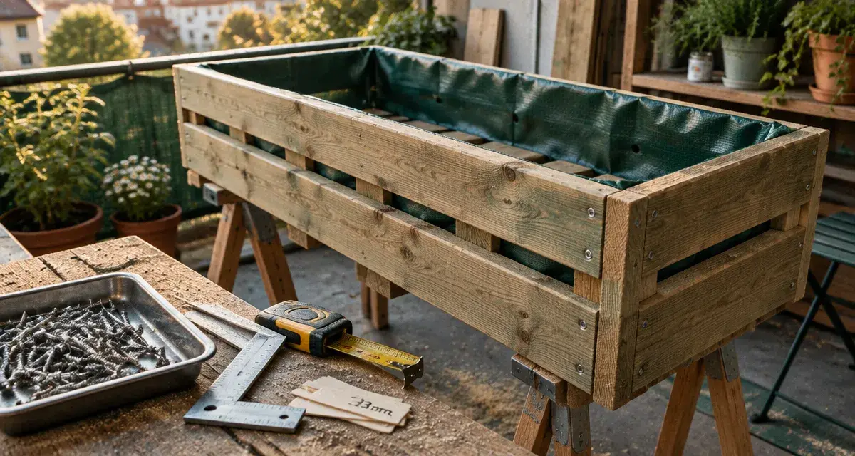 Jardinière en bois fait maison avec drainage pour protéger les racines du pourrissement